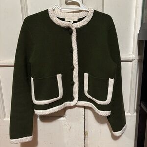 Sezane Auguste Jacket Perfect Green/Ecru Size S